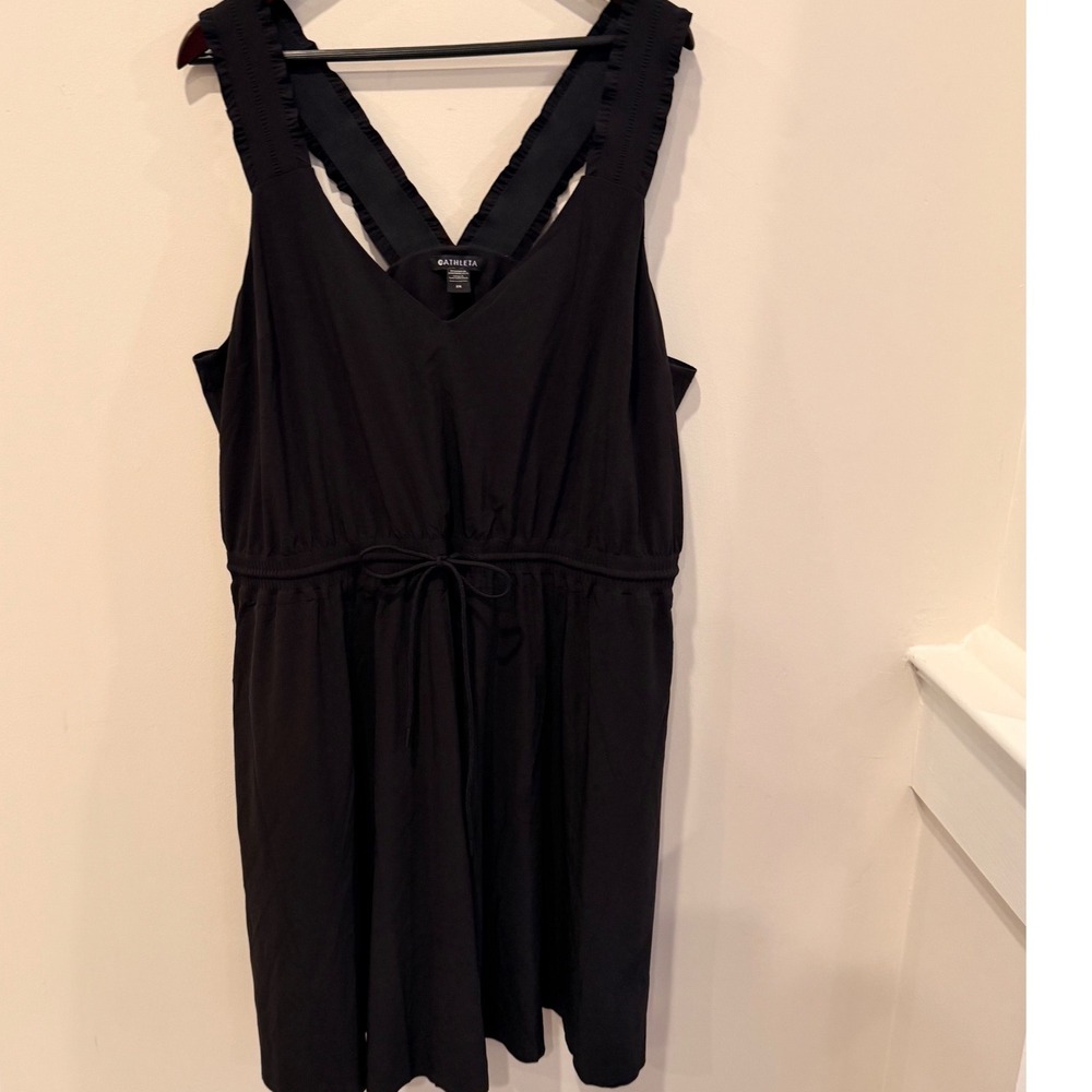 Athleta Savannah Strap Mini Athletic Tie Waist Dress Black Plus Size 2X 445892